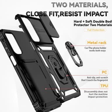 SKALO Samsung A16 Armor Hybrid Metallring Kameraslider - Svart