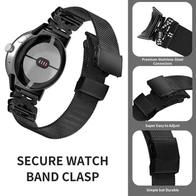 Klockarmband i rostfritt stål för Google Pixel Watch1/2 Svart