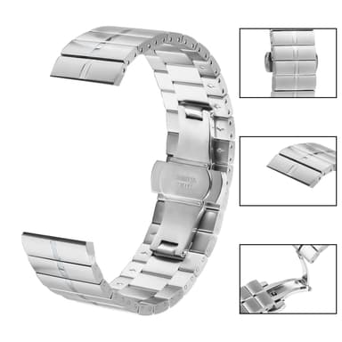 Klockarmband i rostfritt stål för Huawei GT2/3/Huami/Samsung 22mm Silv