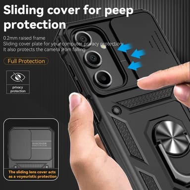 SKALO Samsung A16 Armor Hybrid Metallring Kameraslider - Svart