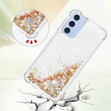 SKALO Samsung A16 Kvicksand Glitter Hjärtan TPU-skal - Guld
