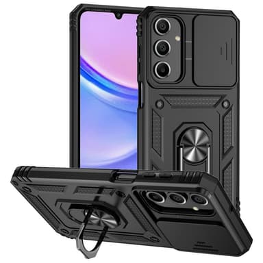 SKALO Samsung A16 Armor Hybrid Metallring Kameraslider - Svart
