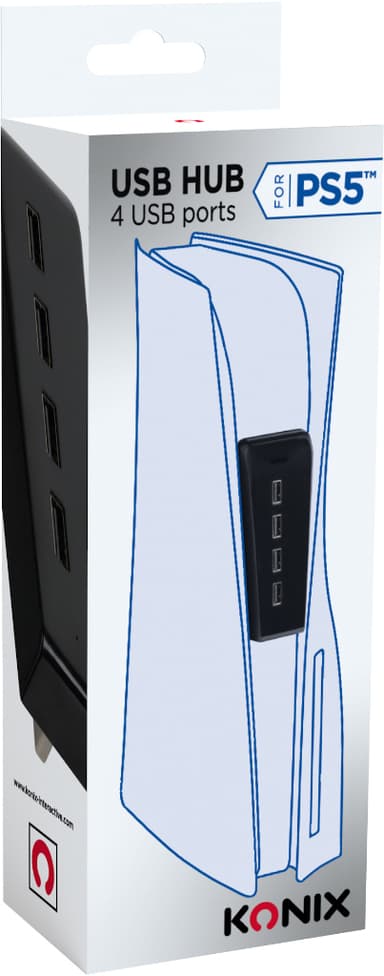 Konix PS5 USB hubb (svart)