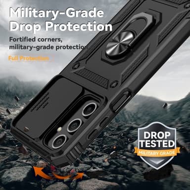 SKALO Samsung A16 Armor Hybrid Metallring Kameraslider - Svart