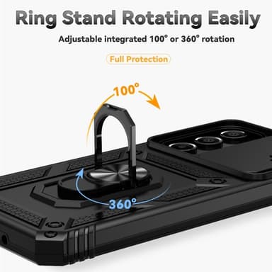 SKALO Samsung A16 Armor Hybrid Metallring Kameraslider - Svart