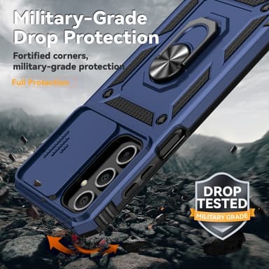 SKALO Samsung A16 Armor Hybrid Metallring Kameraslider - Blå