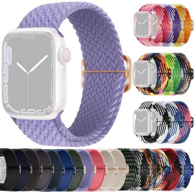 SKALO Flätat tygarmband Apple Watch Series 4-6 40mm - Lila