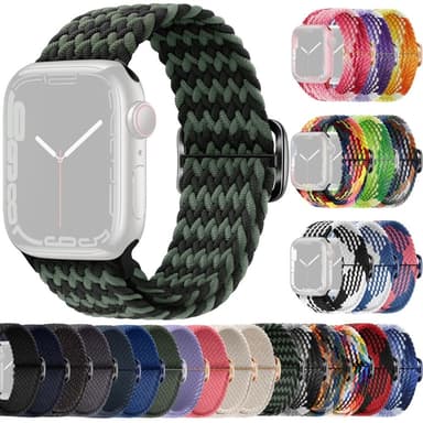 SKALO Flätat tygarmband Apple Watch SE 40mm - Grön-Svart