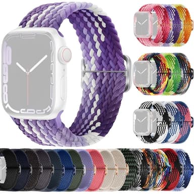 SKALO Flätat tygarmband Apple Watch SE 40mm - Lila-Vit