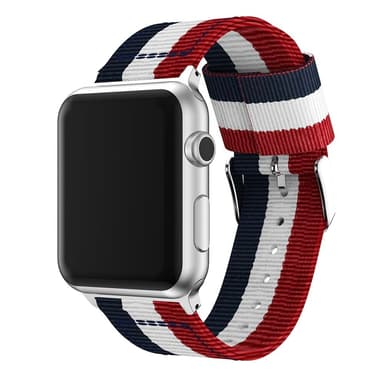 SKALO Nato-armband Metallspänne Apple Watch SE 40mm - Röd-Vit-Blå