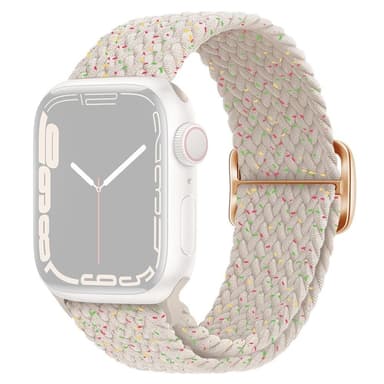 SKALO Flätat tygarmband Apple Watch Ultra 2 49mm - Vit-Prickar
