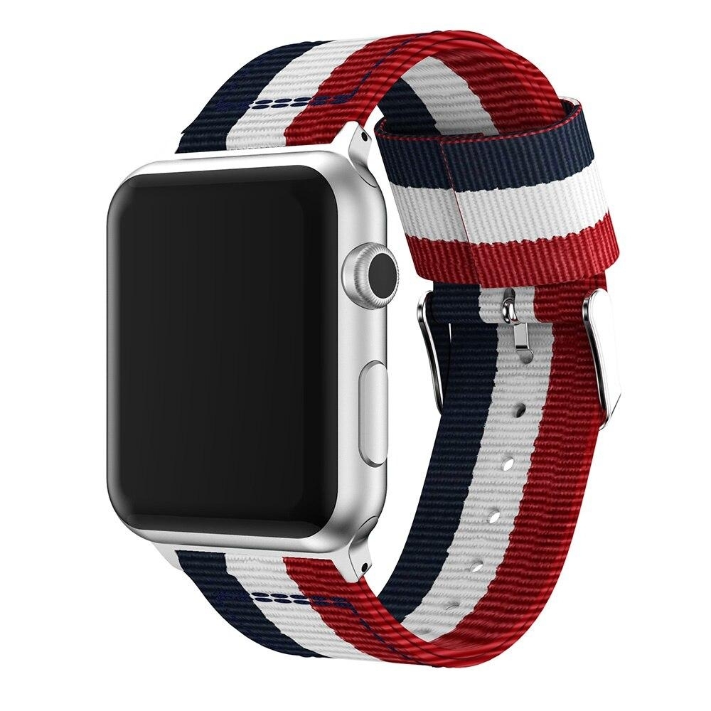 SKALO Nato-armband Metallspänne Apple Watch Ultra 49mm - Röd-Vit-Blå