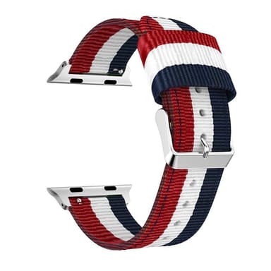 SKALO Nato-armband Metallspänne Apple Watch Ultra 49mm - Röd-Vit-Blå