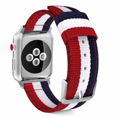 SKALO Nato-armband Metallspänne Apple Watch Ultra 49mm - Röd-Vit-Blå
