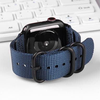 SKALO Nato-armband Nylon Apple Watch Series 4-6 44mm - Blå