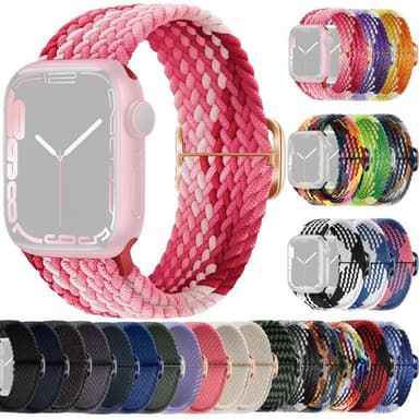 SKALO Flätat tygarmband Apple Watch Series 4-6 40mm - Rosa-Röd