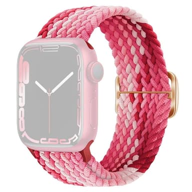SKALO Flätat tygarmband Apple Watch Series 4-6 40mm - Rosa-Röd