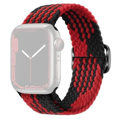 SKALO Flätat tygarmband Apple Watch Series 7-9 41mm - Röd-Svart