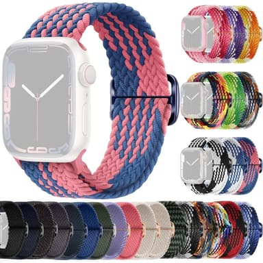 SKALO Flätat tygarmband Apple Watch Series 4-6 40mm - Rosa-Blå