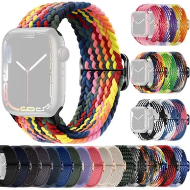 SKALO Flätat tygarmband Apple Watch Series 7-9 41mm - Flerfärgad 2
