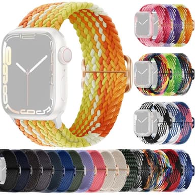 SKALO Flätat tygarmband Apple Watch Series 4-6 40mm - Orange-Gul