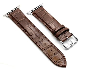SKALO Läderarmband Krokodilmönster Apple Watch Series 4-6 40mm - Brun