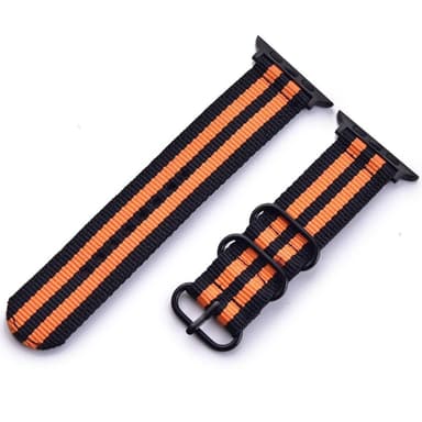 SKALO Nato-armband Nylon Apple Watch Series 10 42mm - Svart-Orange