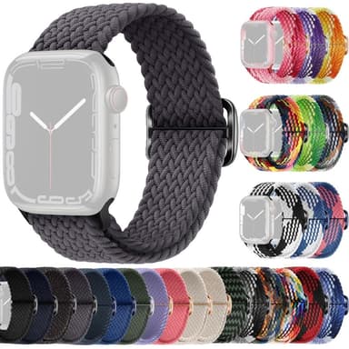 SKALO Flätat tygarmband Apple Watch Series 10 42mm - Mörkgrå