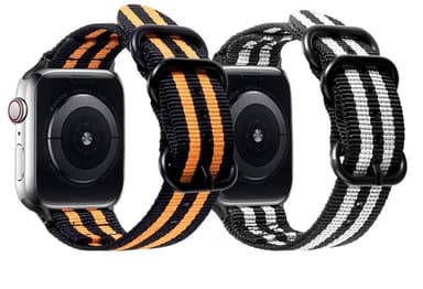 SKALO Nato-armband Nylon Apple Watch Series 10 42mm - Svart-Orange