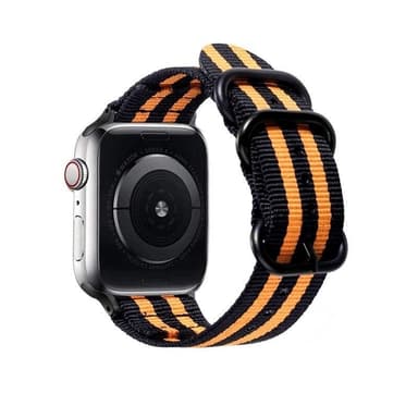 SKALO Nato-armband Nylon Apple Watch Series 10 42mm - Svart-Orange