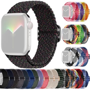 SKALO Flätat tygarmband Apple Watch Ultra 2 49mm - Svart-Prickar