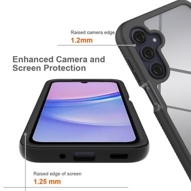 SKALO Samsung A16 Shockproof Clear Hybrid Skal - Svart