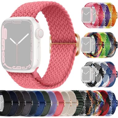 SKALO Flätat tygarmband Apple Watch Series 10 42mm - Rosa