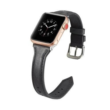 SKALO Smalt Läderarmband Apple Watch Series 4-6 44mm - Svart