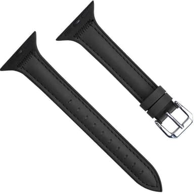 SKALO Smalt Läderarmband Apple Watch Series 4-6 44mm - Svart