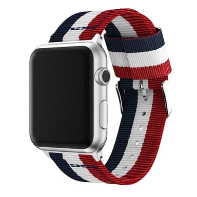 SKALO Nato-armband Metallspänne Apple Watch Ultra 2 49mm - Röd-Vit-Blå