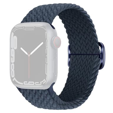 SKALO Flätat tygarmband Apple Watch Series 7-9 45mm - Mörkblå