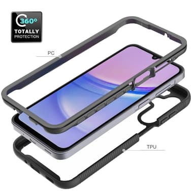 SKALO Samsung A16 Shockproof Clear Hybrid Skal - Svart