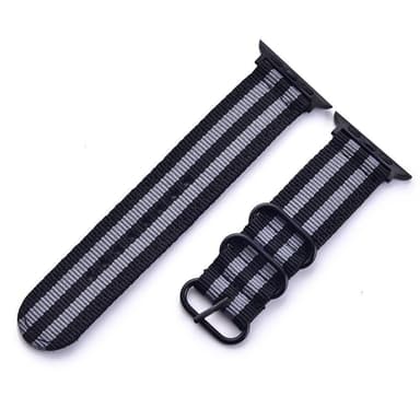 SKALO Nato-armband Nylon Apple Watch Series 10 46mm - Svart-Grå