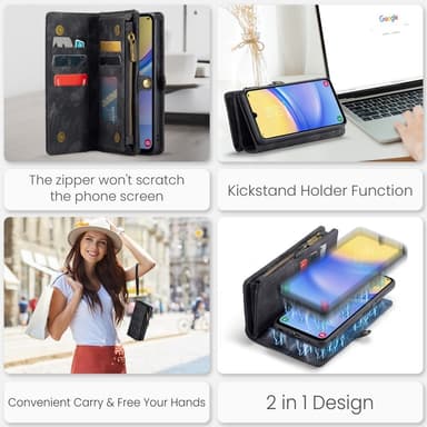 CaseMe Samsung A16 008 BIg Wallet 2in1 Magnet Plånboksfodral - Svart