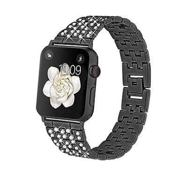 SKALO Länkarmband Bling Apple Watch Ultra 49mm - Svart