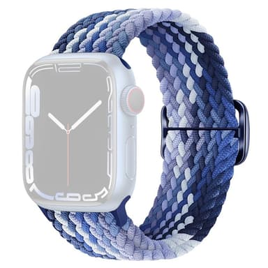 SKALO Flätat tygarmband Apple Watch Series 7-9 41mm - Blå-Ljusblå