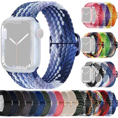 SKALO Flätat tygarmband Apple Watch Series 7-9 41mm - Blå-Ljusblå