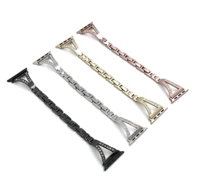 SKALO Smalt Metallarmband Bling Apple Watch Series 7-9 41mm - Svart