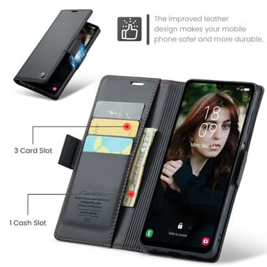 CaseMe Samsung A16 023 Series PU-Läder Plånboksfodral - Svart