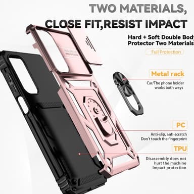 SKALO Samsung A16 Armor Hybrid Metallring Kameraslider - Roséguld