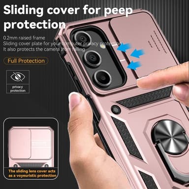SKALO Samsung A16 Armor Hybrid Metallring Kameraslider - Roséguld