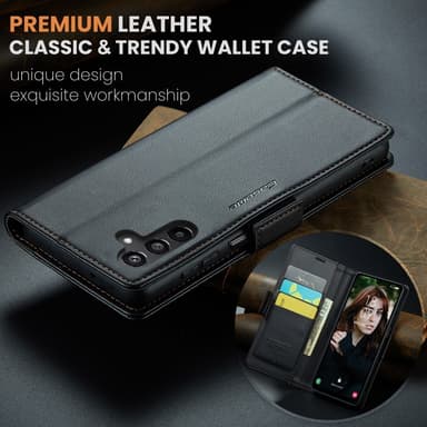 CaseMe Samsung A16 023 Series PU-Läder Plånboksfodral - Svart