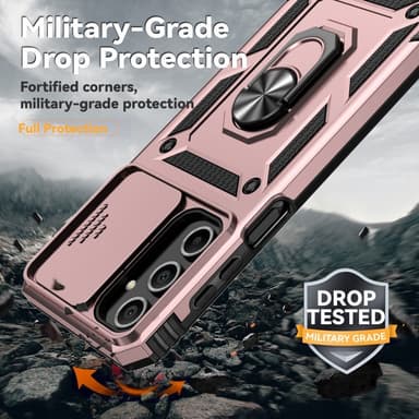SKALO Samsung A16 Armor Hybrid Metallring Kameraslider - Roséguld