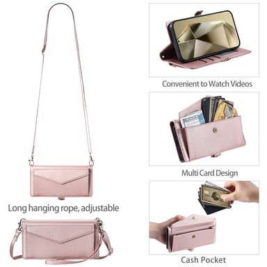 SKALO Samsung A16 PU-Läder Envelope Plånboksfodral - Roséguld